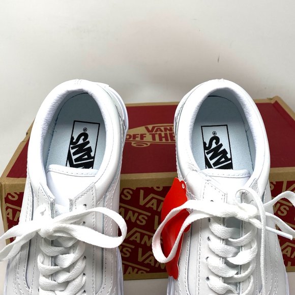 VANS PLATFORM Old Skool Stacked Leather Sneakers White Women’s Size VN0A4U15OER - Picture 10 of 12